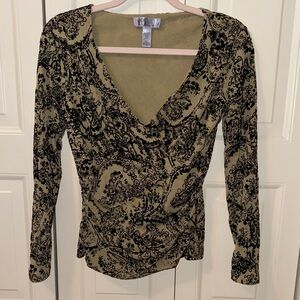 Nine & Co. Black and Tan Floral Blouse
